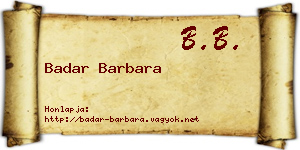 Badar Barbara névjegykártya